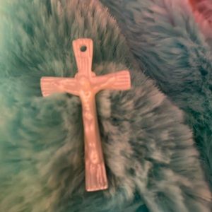 Beautiful Hand Carved Mother of Pearl Cross Pendant